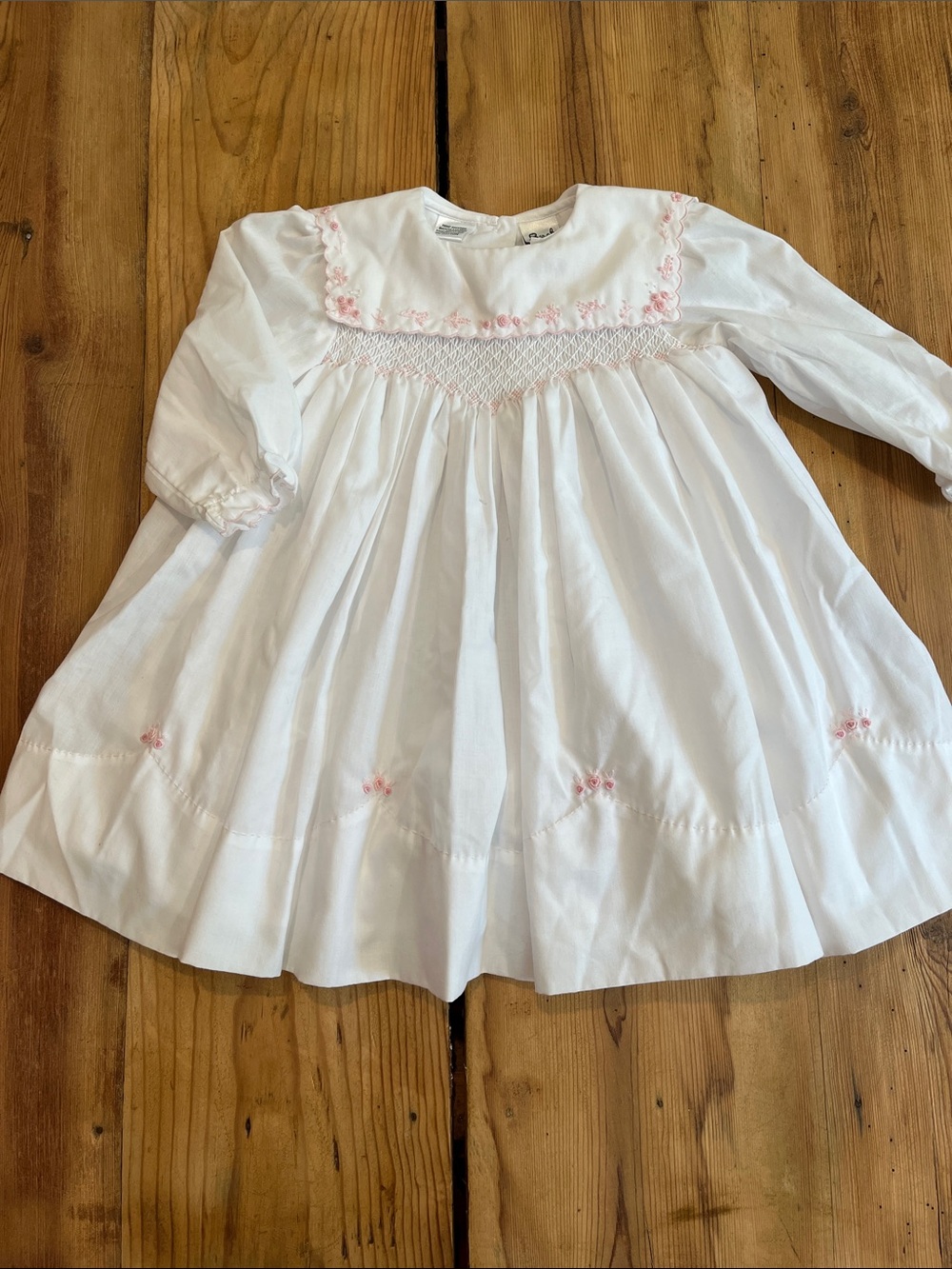 SARAH LOUISE 18M White Smocked Petticoat Dress Emroidered England Pinafore